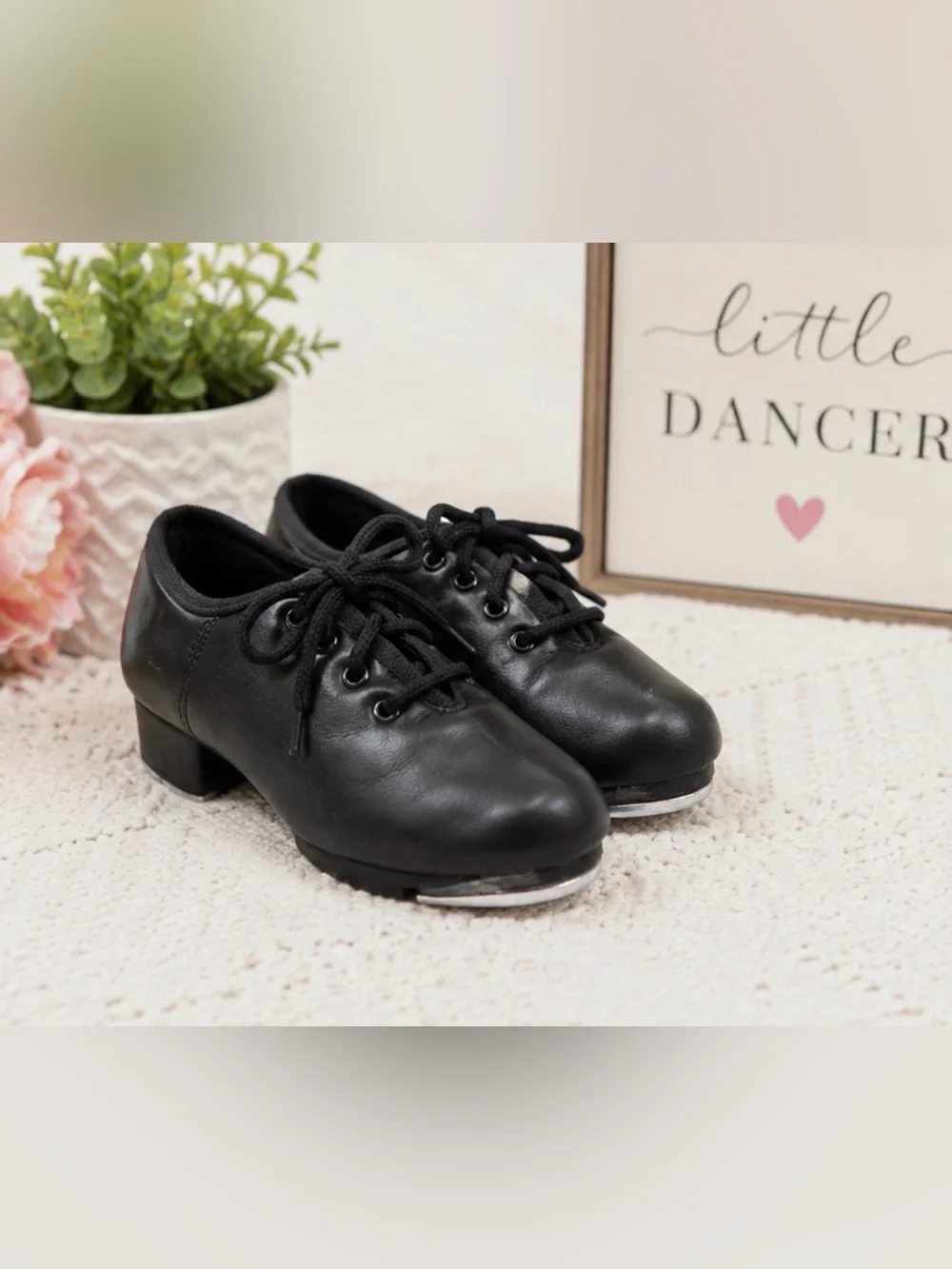 Little Girls Black Leather Tap Shoes Little Kid Shoes 10 / Toddler